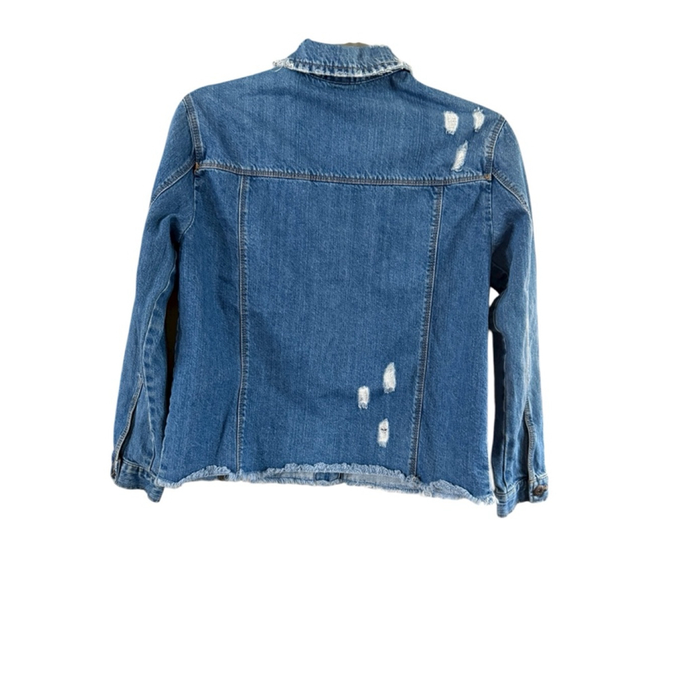 Girls Zara Girls Blue Distressed Jean Jacket Size 10 - Picture 3 of 9